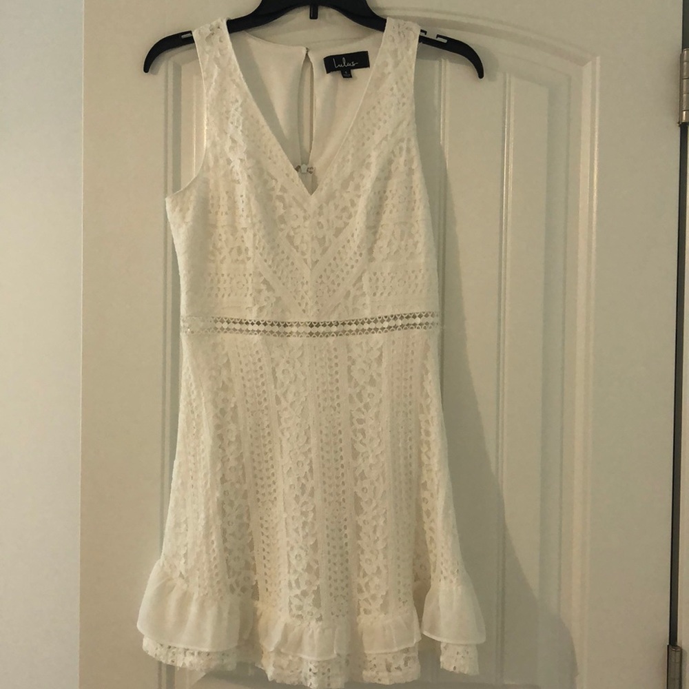 Lulus Love You Always White Lace Skater Dress